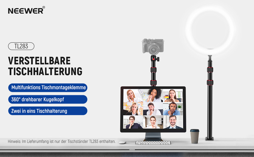 Тримач для камери NEEWER TL283 з регульованою ручкою, штатив для мікрофона та світла, червоний