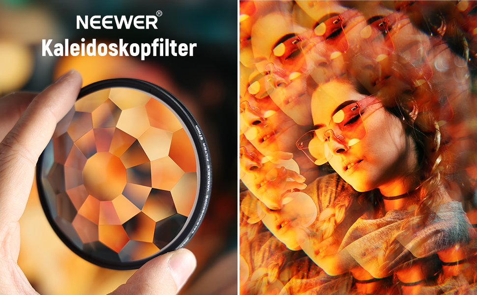 NEEWER Фільтр-призма Kaleidoscope 67mm для фотографії, кристалічне скло, ефект рефракції, змінна кількість мотивів