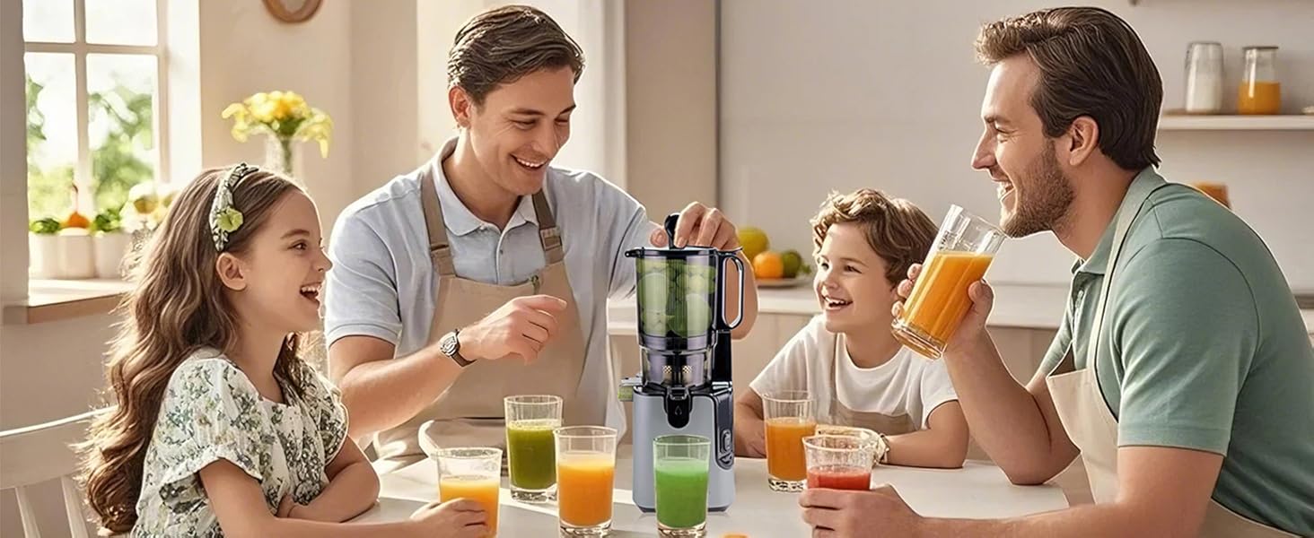 Charmline повільно-видавлюючий соковичавник (slow juicer), 130 мм завантажувальний отвір, 1.8 л контейнер для соку, BPA-free, сертифікат GS, легке очищення, переможець тестування для здорових соків