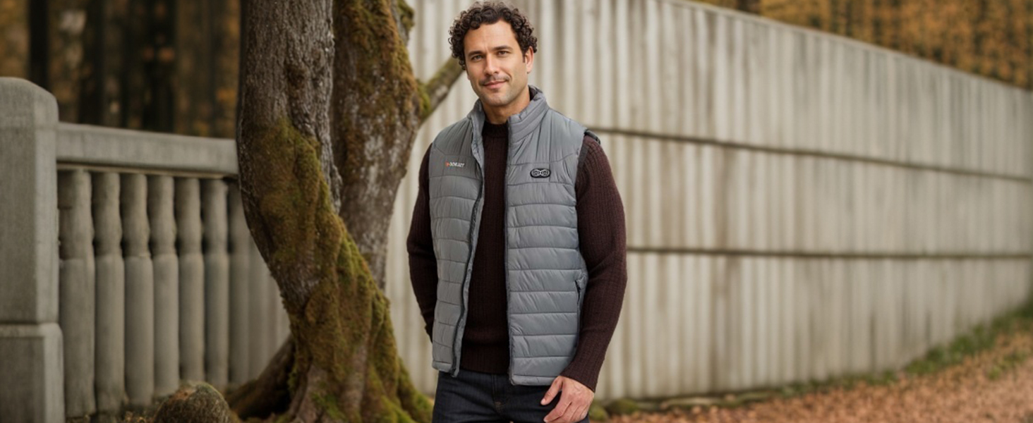 Обогрівальний жилет Gokozy для чоловіків та жінок з акумулятором 10000 mAh та 5 зонами обігріву, для катання на лижах та полювання (M, Сірий)