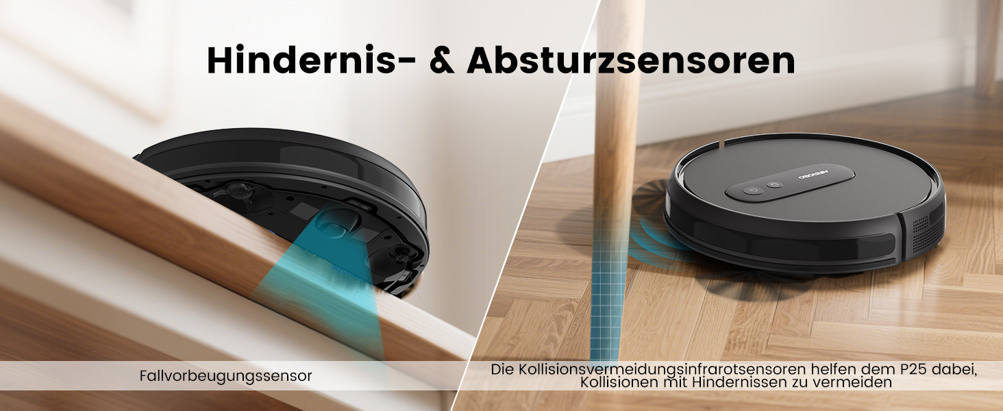 Робот-пилосос AIRROBO P25: потужність 2800 Pa, для твердих поверхонь та килимів, керування через додаток, 120 хв роботи, з пультом дистанційного керування (чорний)