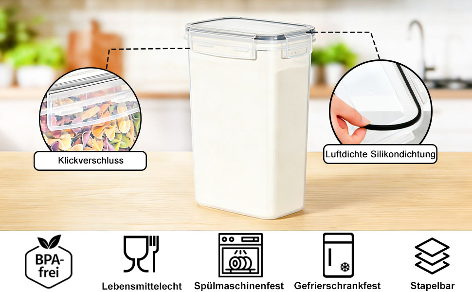 Набір контейнерів для зберігання Haushaltszauber® XXL (42 шт.) | Герметичні контейнери для продуктів | Без BPA, стекуються, прозорі | Для кухні, холодильника та морозильника
