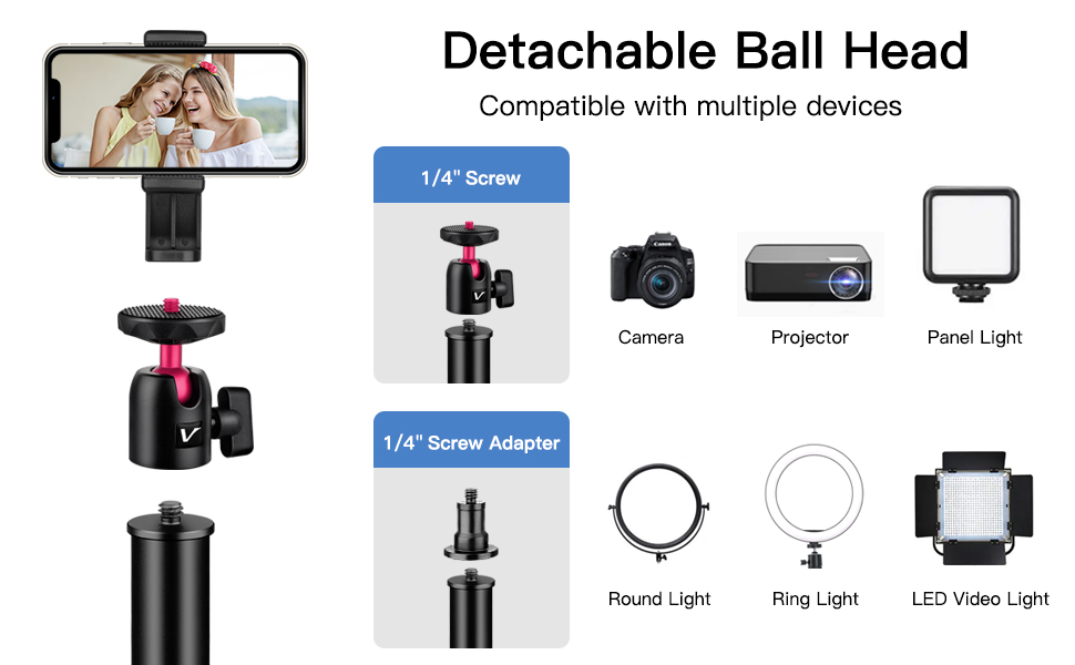 Кріплення для камери Victiv, 37-105 см, стіл, штатив для DSLR Canon, світловий, кріплення-прищіпка з гнучким плечем та 1/4' кульовою головкою для камер, LED-світла, веб-камер, смартфонів (червоний)