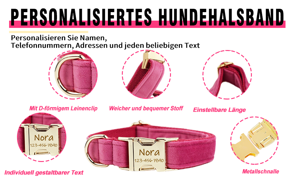 Персоналізоване собаче нашийник з металевою застібкою: напис та номер телефону. Регульовані розміри для собак середніх та великих порід.