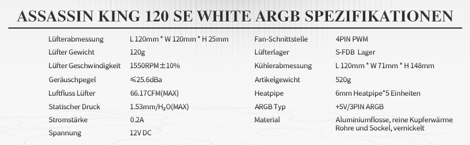 Thermalright Assassin King 120 SE ARGB: Кулер для CPU з 5 Heatpipes та PWM вентилятором TL-C12C-S, сумісний з AMD AM4/AM5 та Intel LGA 1700/1150/1151/1200