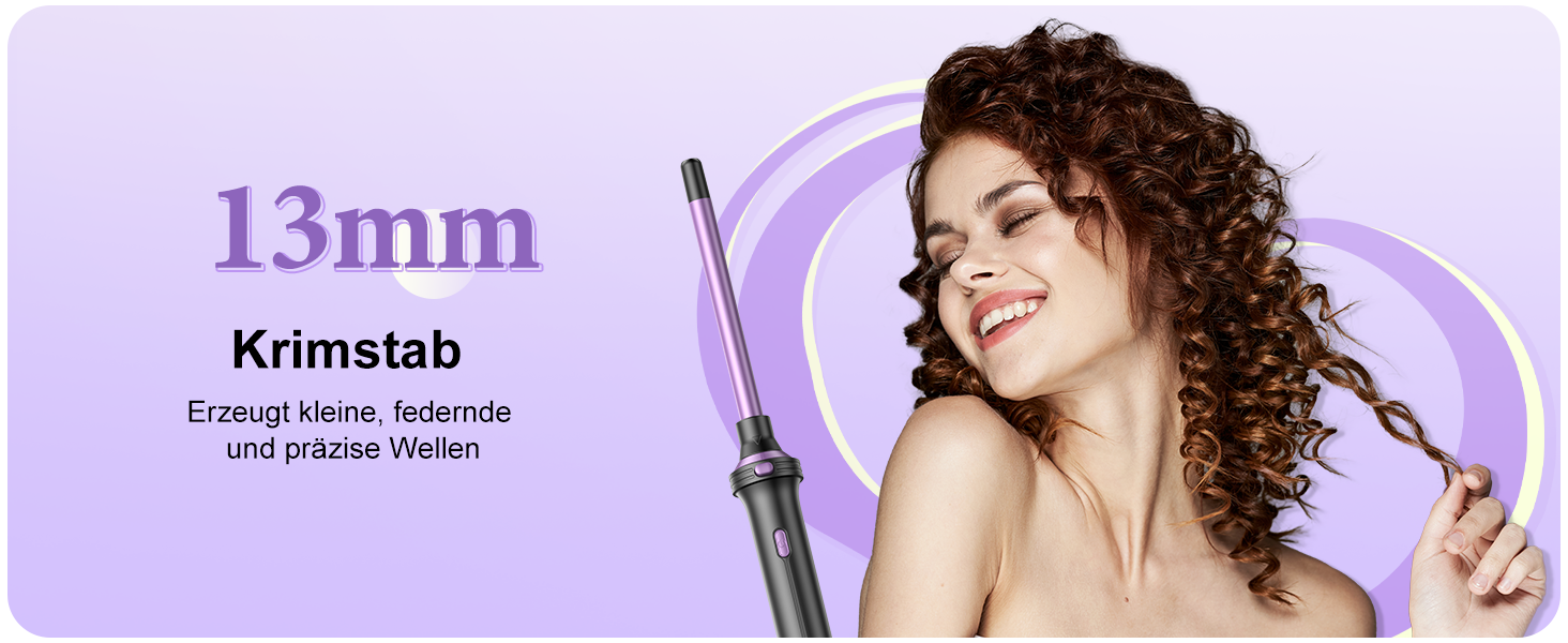 BESTOPE PRO Локкенстаб: Набір для створення локонів 5 в 1 з плойкою, термощіткою, 3 локкенстабами (9мм-25мм) для великих локонів, 13 температур, керлер для волосся з термозахисним покриттям, рукавичка, затискач, колір Nordlicht Lila