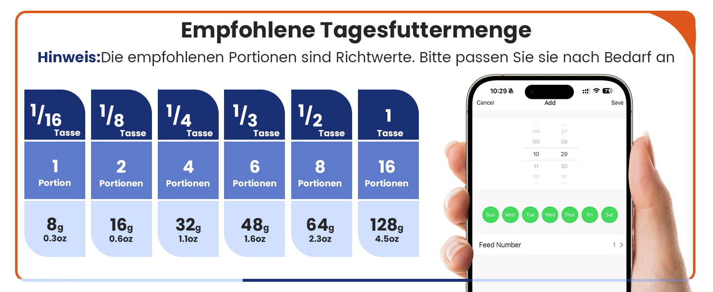 Автомат годування котів з App-керуванням, для 2 котів, регульована висота, 2 миски, 5-літровий бункер, з функцією запису голосу, таймер, WiFi
