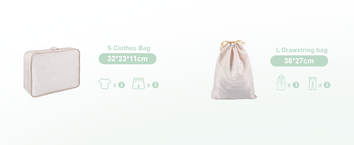 Органайзер для валізи BillyBath: Набір для подорожей (8 шт., A-beige)