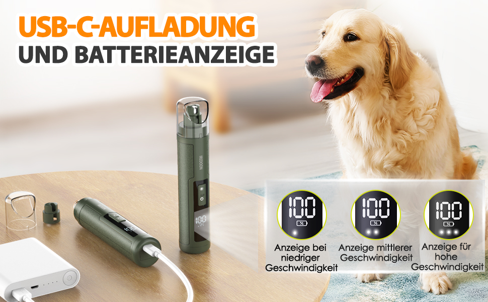 Шліфувальник для собак Profi Krallenschleifer: 3 швидкості, LED-підсвічування, тихий, перезаряджається, для великих, середніх та малих собак