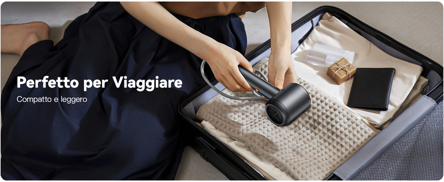 Складаний фен DEWILY Profi: потужний, тихий, для подорожей, сірий. 3 режими нагріву, 1 насадка.