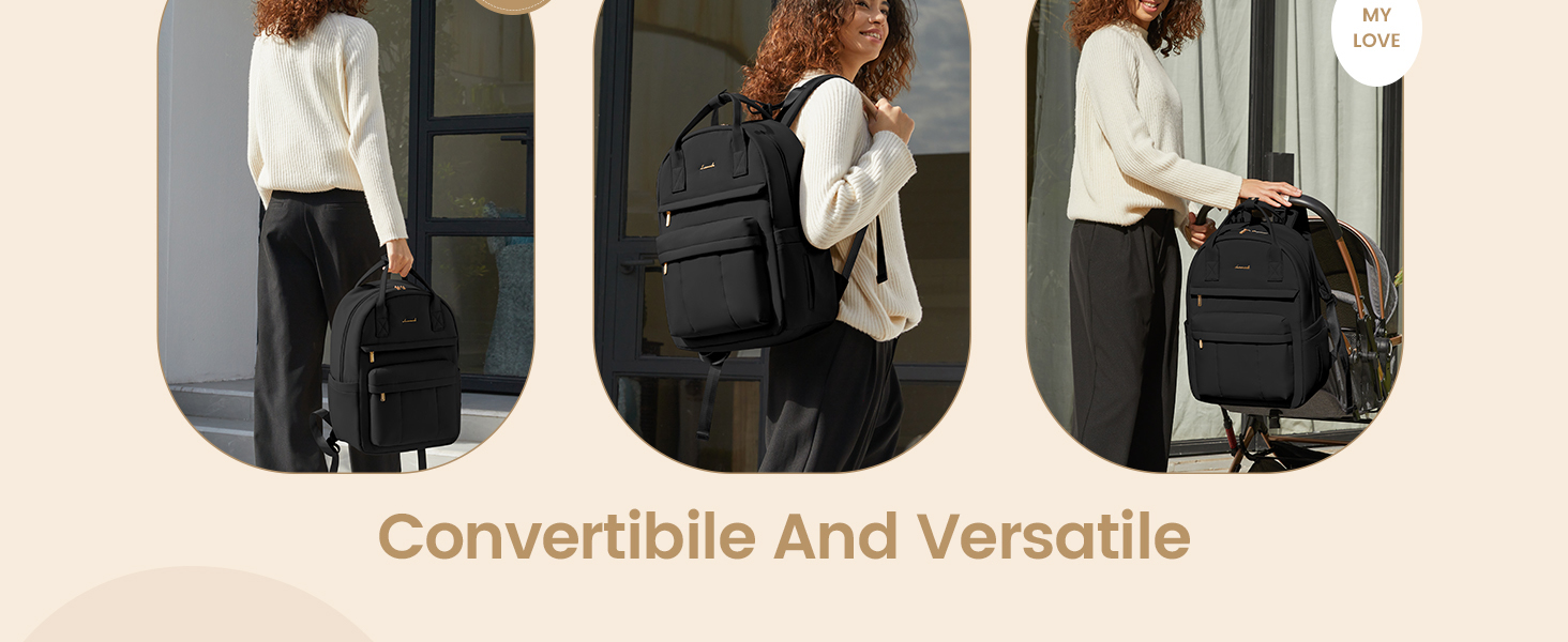 Рюкзак-переноска LOVEVOOK для мами та тата: рюкзак-сумка для догляду за дитиною з пеленальною підкладкою та ременями для дитячої коляски, чорний M