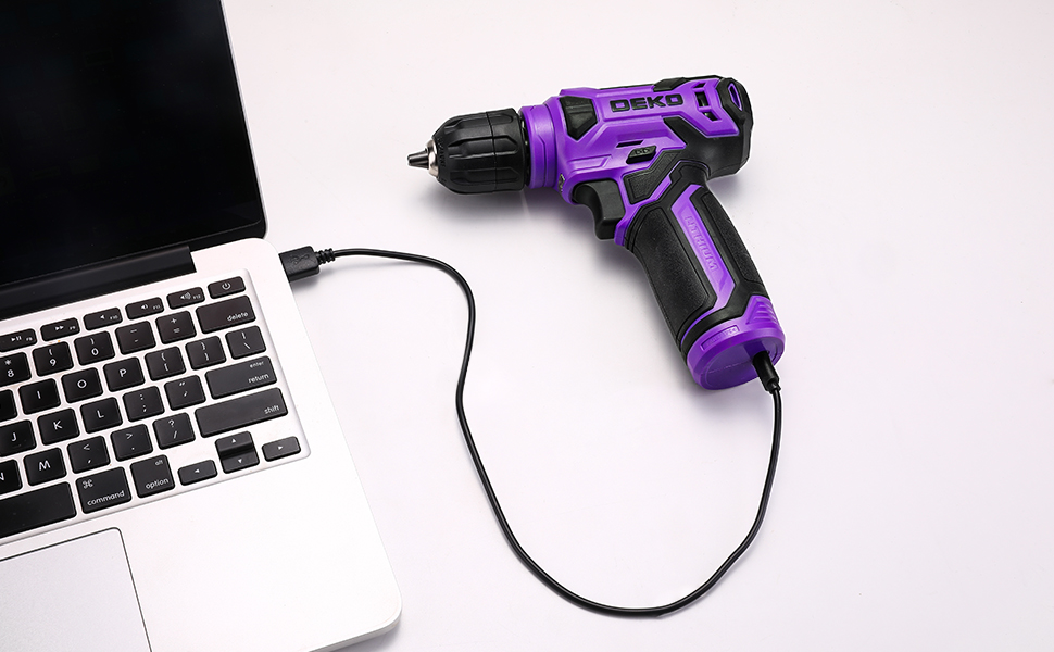 Набір інструментів DEKO 126-tlg. з акумуляторною дрилем: кейс, ящик, професійний набір для дому, офісу та саду, фіолетовий