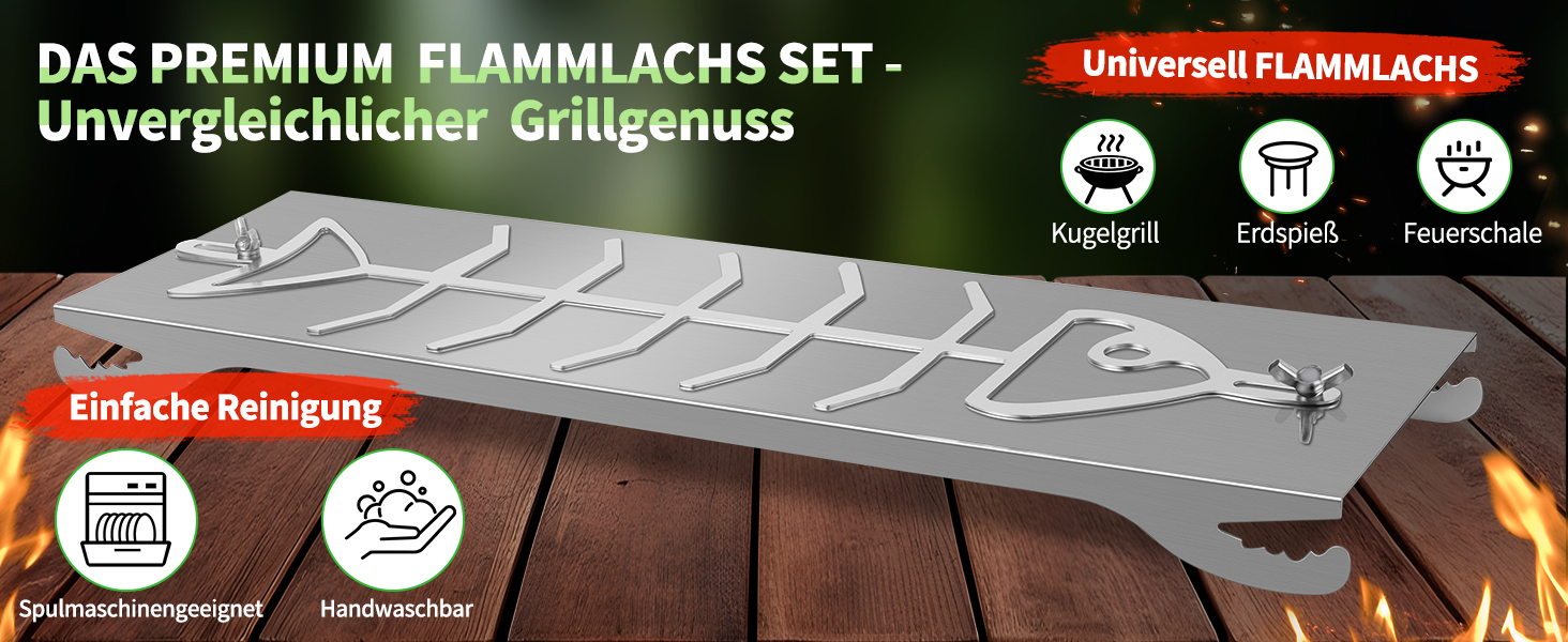 Решітка для приготування лосося на відкритому вогні (Flammlachsbrett) з нержавіючої сталі, 56x17 см, для грилів та вогнищ