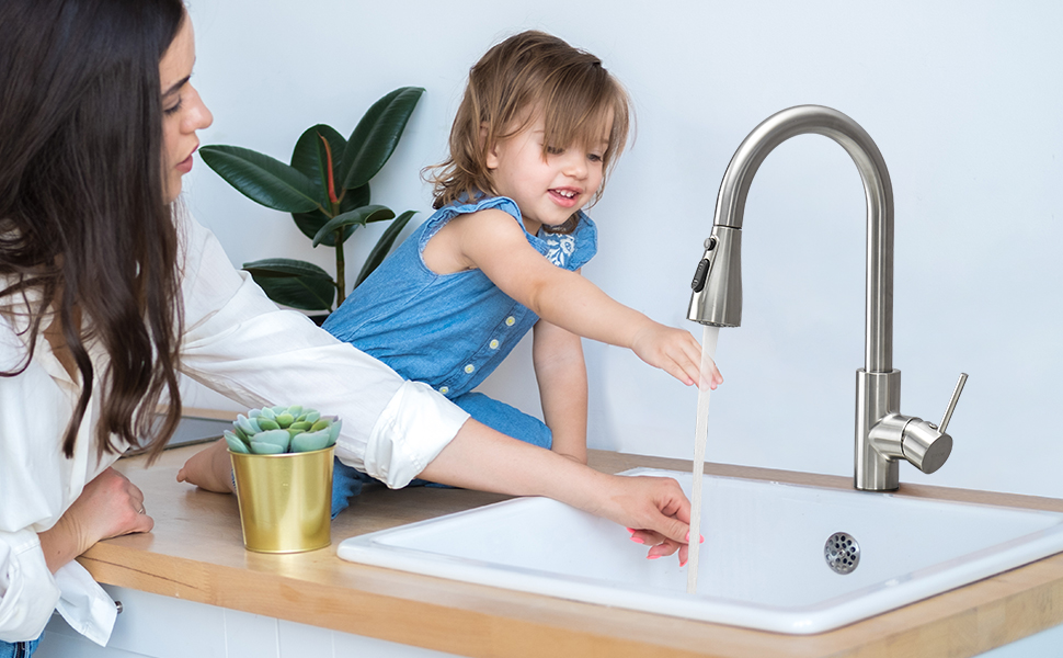 Змішувач для кухні Cobbe з висувною лійкою, 2 режими, високий поворотний вилив, однорідний важіль (хром)