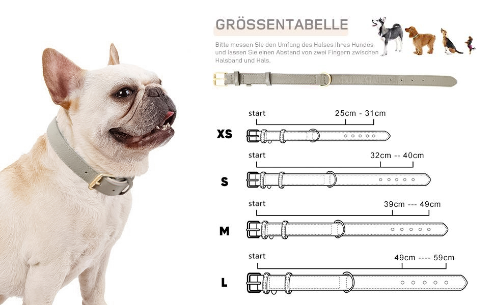 Нашийник для собак Heele з натуральної шкіри, регульований, для великих собак, сірий (1 шт.)