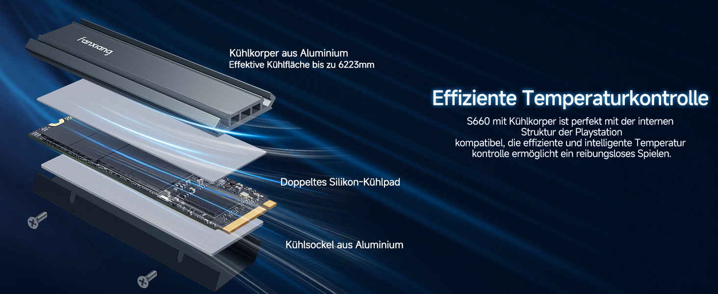 SSD Fanxiang NVMe M.2 2280 1TB PCIe 4.0 з радіатором для геймінгу та відеомонтажу (S660)