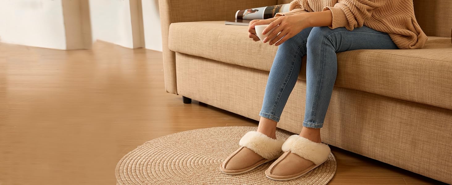 Чоловічі та жіночі домашні тапочки зимові теплі з штучного хутра, м'які, плоскі, плюшеві, з антиковзким покриттям для дому та вулиці - преміум якість, 38.5/40 EU, світло-коричневі