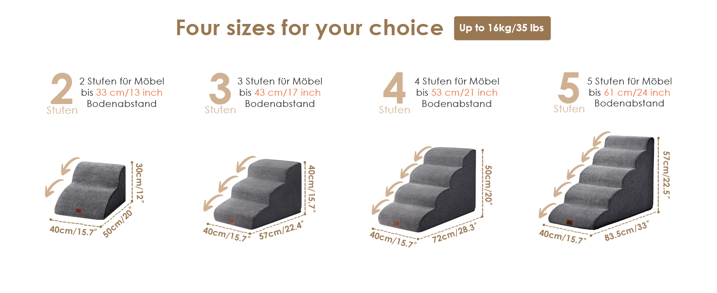 Сходинки для собак EHEYCIGA: компактні та зручні для маленьких собак, 40 см заввишки, сірі