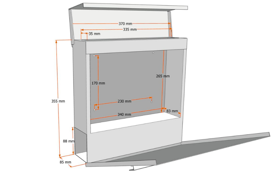 Поштова скринька Verda з газетницею, нержавіюча сталь, антрацит, 2 ключі - дизайнерська настінна скринька з прихованим замком