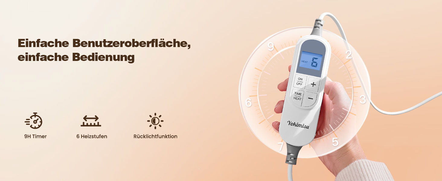 Електрична ковдра Yokimisu з автовимкненням 180x130 см, плюшева, з 6 рівнями нагріву, таймером, захистом від перегріву, пральна, для дому та офісу (червона)