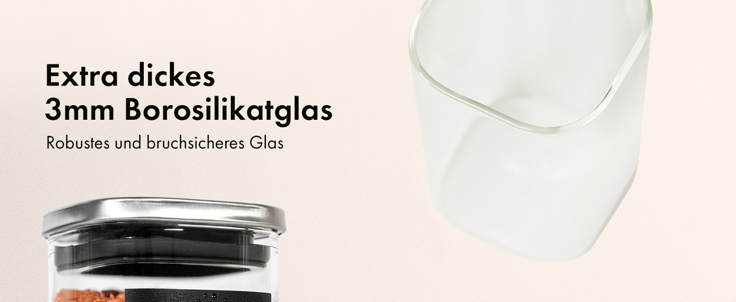 Набір банок для зберігання Edelhaus зі скляною кришкою та нержавіючою сталлю (4x900мл, 8x500мл) з етикетками - герметичні, штабельовані, 3мм скло, 12 шт.
