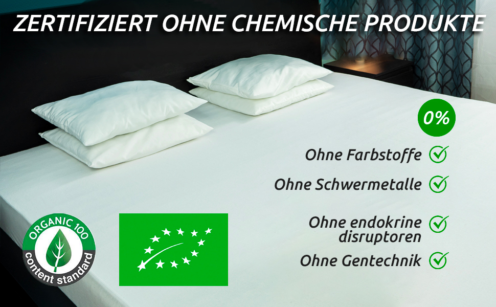 Наматрацник з біо-бавовни 140x200 см Molton OCS Oeko-TEX, 100% натуральний фліс, гіпоалергенний, не водонепроникний, вироблено в ЄС