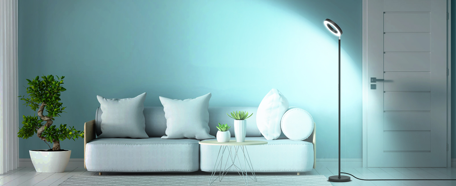 LED торшер, 42W, 16 мільйонів кольорів RGBCW, WiFi, Smart, двосторонній, для вітальні, сумісний з Alexa/Google Home, синхронізація з музикою, регульована яскравість, торшер для читання в спальню, RGB-42W