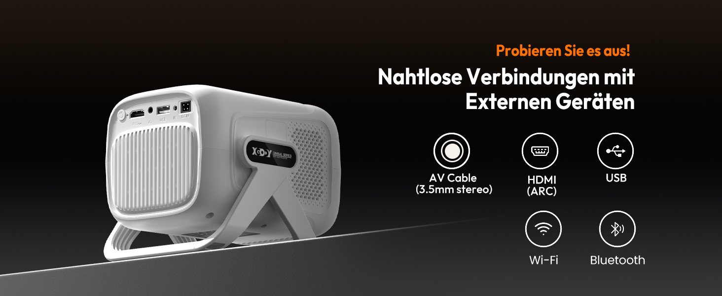 Портативний проєктор N5 1080P з WiFi та Bluetooth, сумісний з Netflix, обертовий на 135°, автоматична корекція трапецеїдальних спотворень, фільтр від пилу