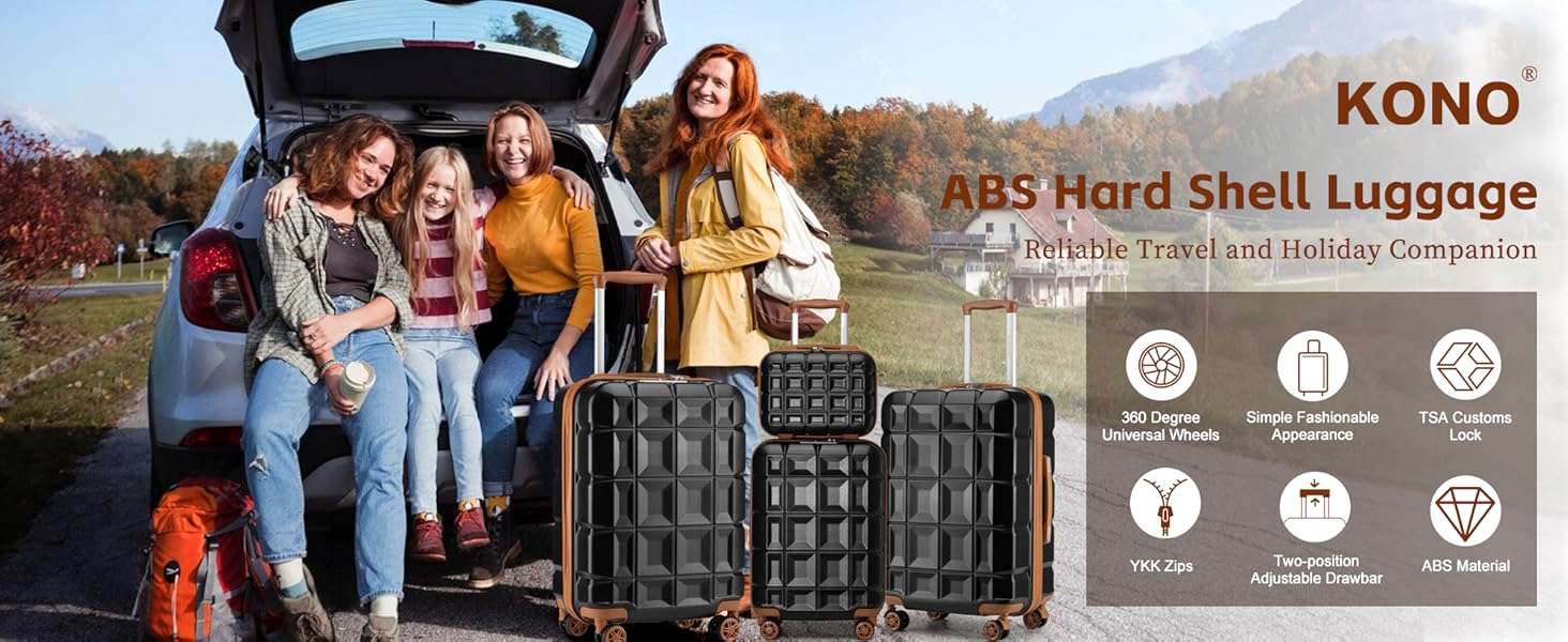 Чемодан KONO Mittelgroß (62см) з 4 колесами, ABS, TSA-замок, ручне багаж (62x43x26см)