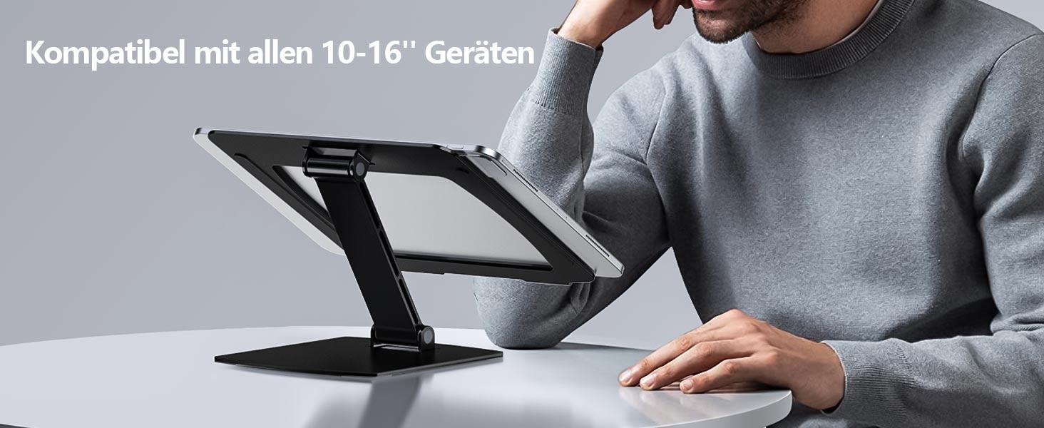 Підставка для ноутбука Glangeh, регульована по висоті, ергономічна, портативна, для столу, складна, з алюмінію, сумісна з MacBook Air Pro (10–16 дюймів), чорна