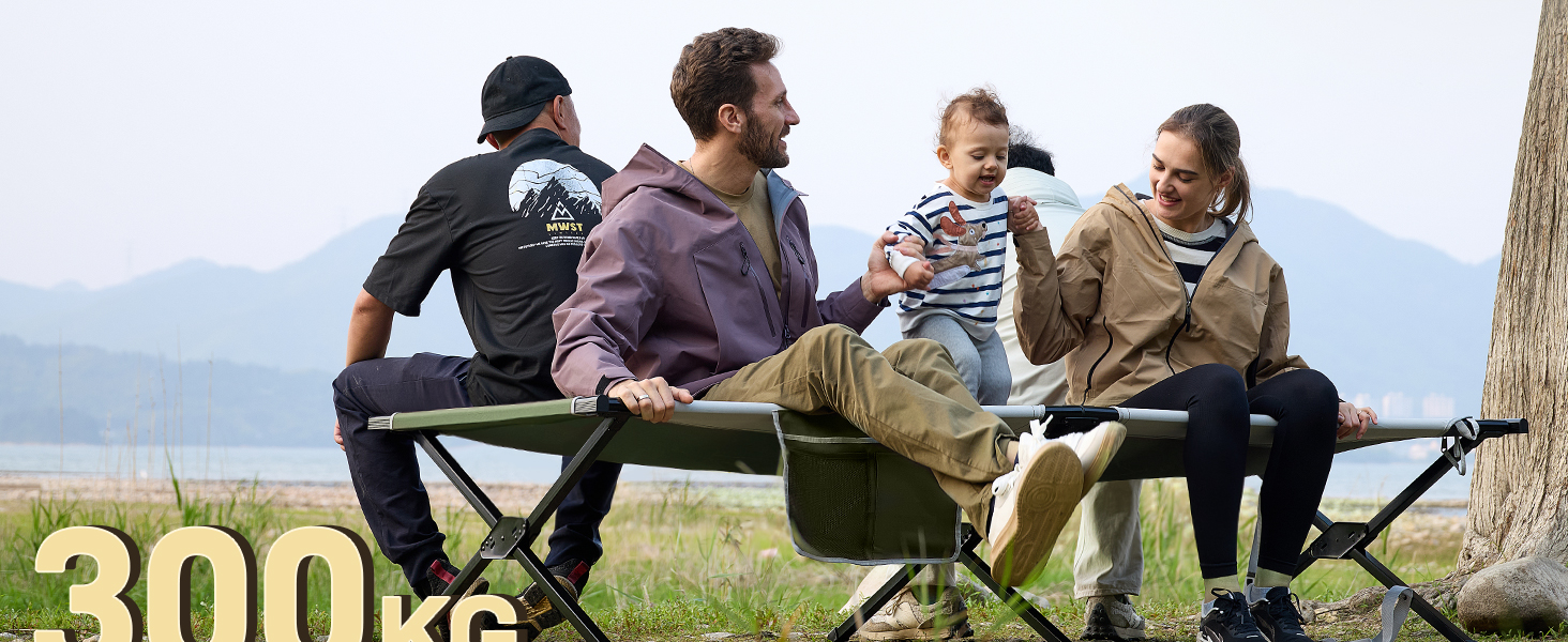 Розкладне ліжко EVER ADVANCED для кемпінгу та відпочинку: 214x106 см, 300 кг, чорне