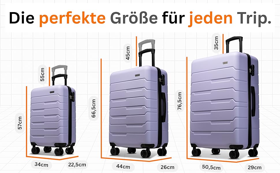 Чемодан NOWI Bergamo: водостійкий, 8 коліс, 360°, телескопічна ручка, повне внутрішнє оздоблення (M, фіолетовий)