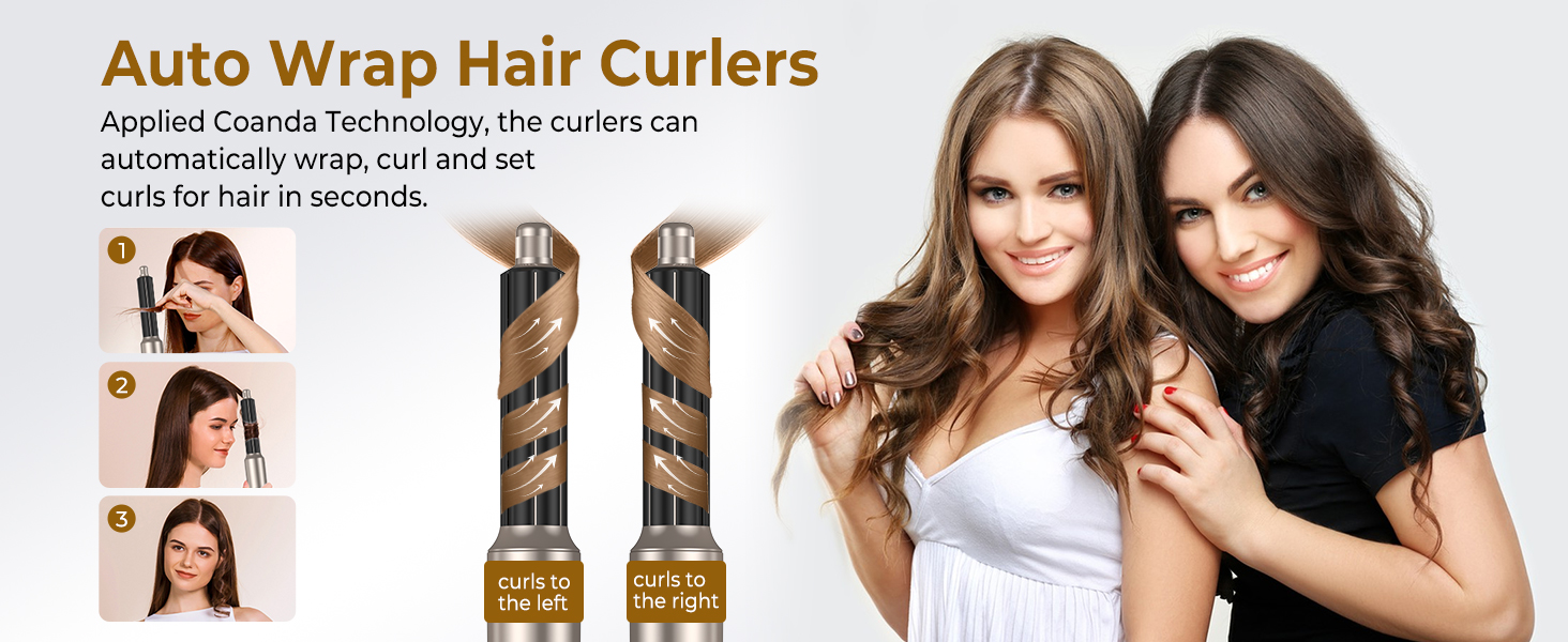 Фен-щітка Air Styler 5 в 1: мультистайлер для волосся, 1000W, чорний (6 в 1: платиново-золотий)