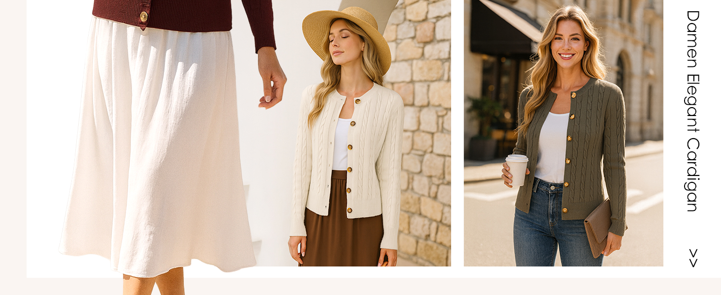 Жіночий в'язаний кардиган GRECEREE з V-подібним вирізом та ґудзиками, осінньо-зимовий светр з кишенями (Вершково-жовтий, L)