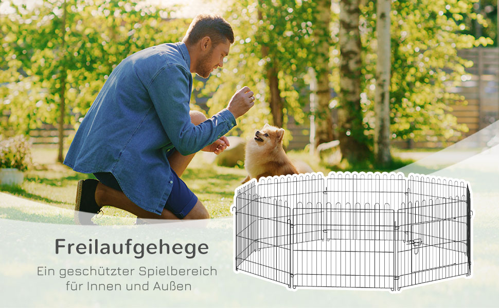PawHut® Забіг для цуценят, огорожа для собак, клітка для вигулу, розмір: 71x61 см, чорний M