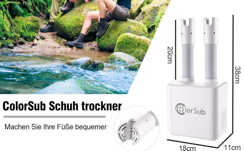 Електрична сушарка для взуття ColorSub з 4 режимами, для видалення запаху та сушіння в дощову, хмарну або снігову погоду