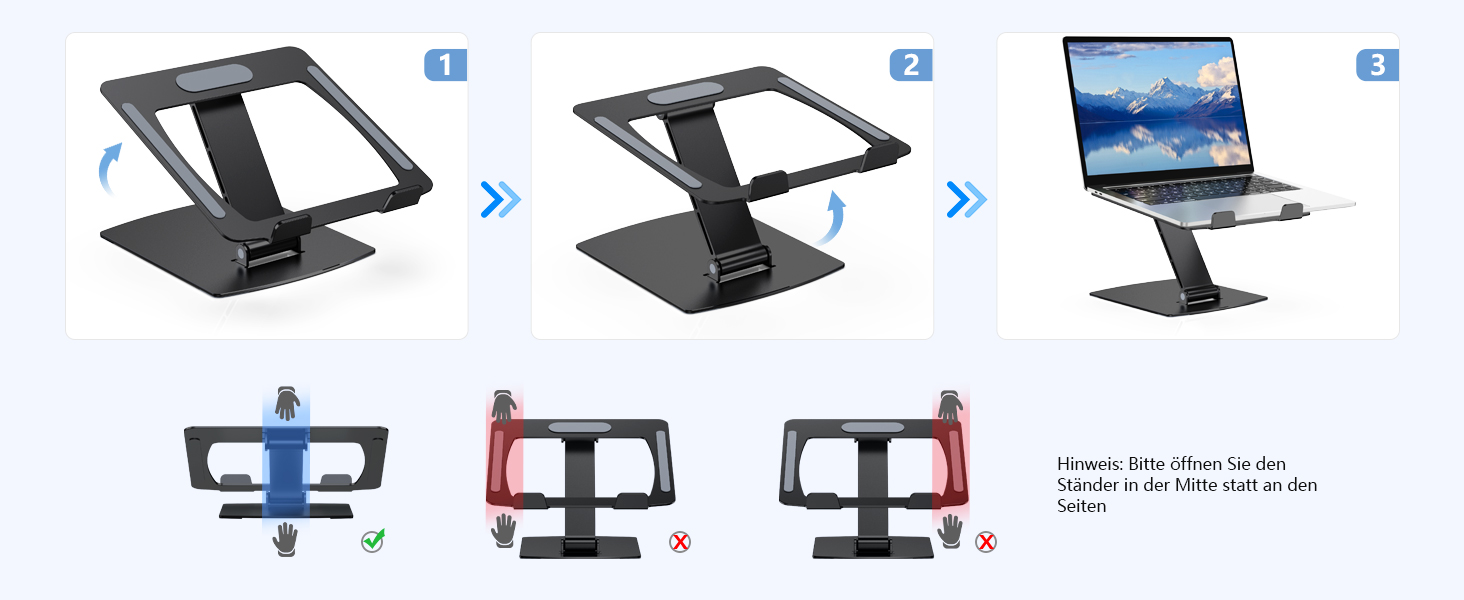 Підставка для ноутбука Glangeh, регульована по висоті, ергономічна, портативна, для столу, складна, з алюмінію, сумісна з MacBook Air Pro (10–16 дюймів), чорна