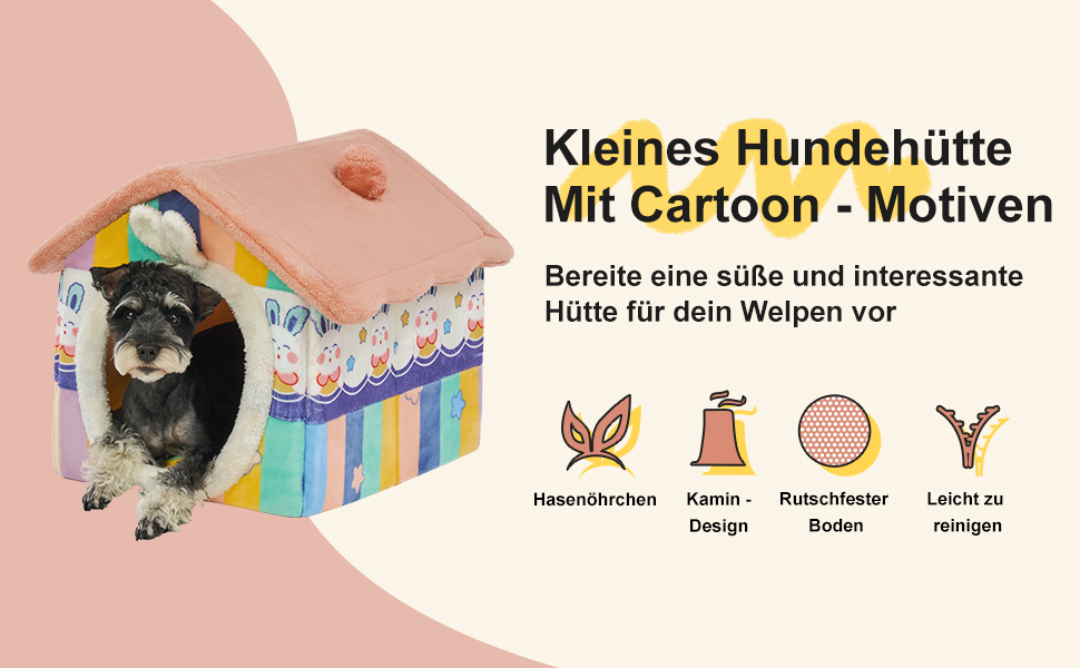 Будиночок для собак Rainbow Bunny з вушками кролика, L, для дому