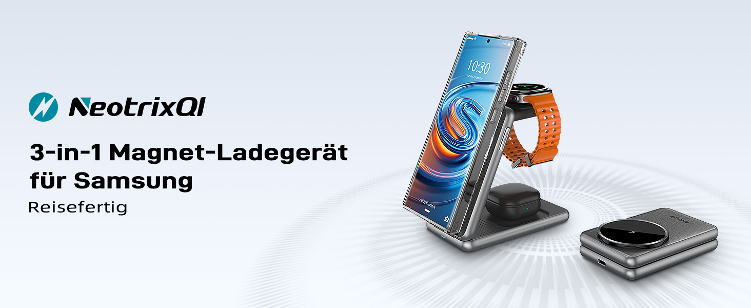 Зарядний пристрій 3-в-1 MagSafe для Samsung Galaxy S25 Ultra/S24 та Galaxy Watch Ultra/8/7/6 (Чорний)