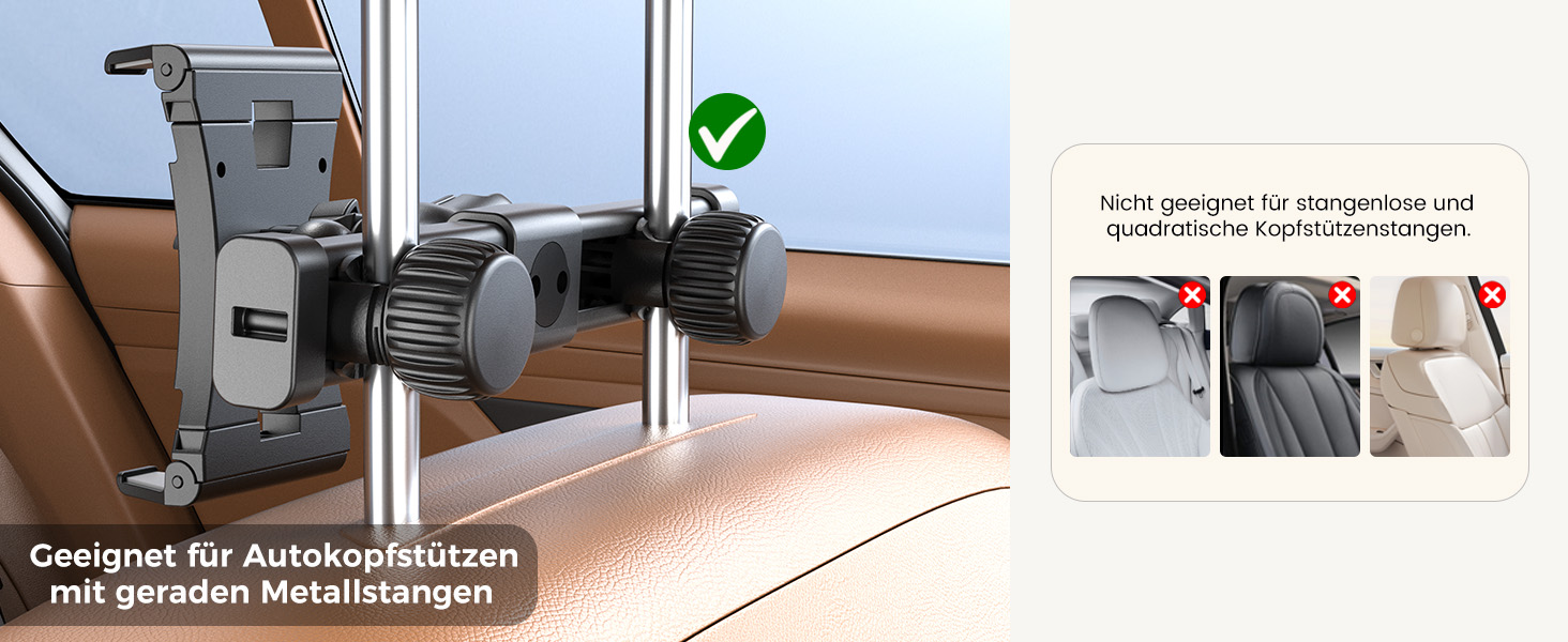 Тримач для планшета в авто OHLPRO: кріплення на підголівник, шарнірний кронштейн, сумісний з iPad, телефонами, Switch, Samsung (5-13 дюймів)