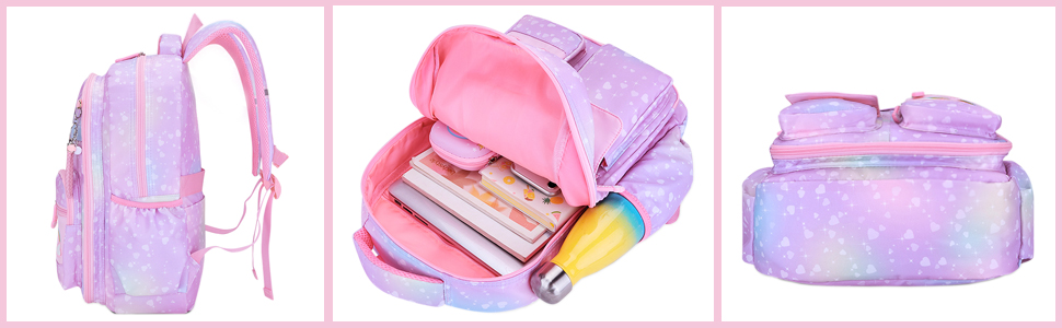 Рюкзак для дівчинки Schulrucksack фіолетовий, 43x35x17 см, велика місткість, з нагрудним ременем, для школи, 5-10 років