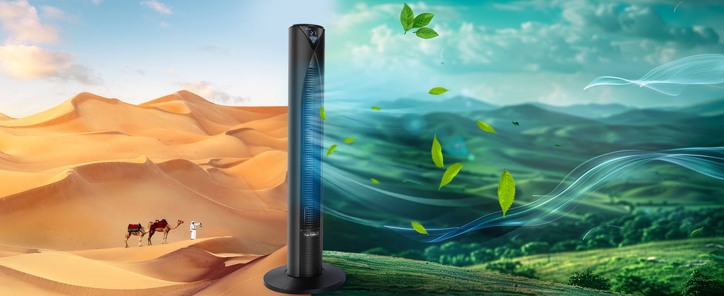 Вентилятор Tower Taylor Swoden 20dB з пультом, 96 см, 4 режими, 12 год таймер, 45W, чорний - для дому та офісу