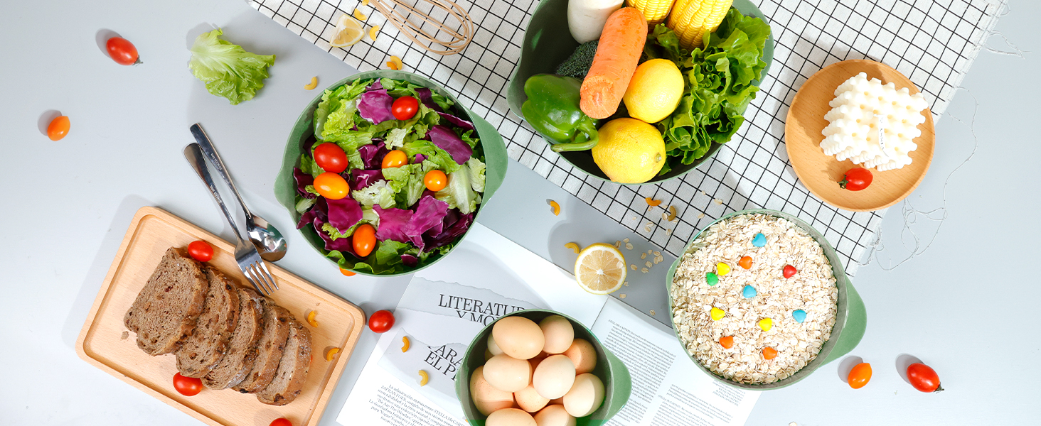 Набір мисок для змішування BoxedHome (4 шт.) - зелений, з нержавіючої сталі, з антиковзним покриттям, для салатів та сервірування