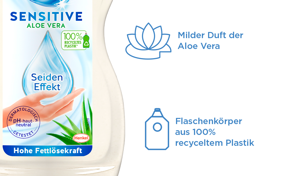 Засіб для миття посуду вручну Pril Sensitive Aloe Vera, pH-нейтральний з ефектом шовку, 8 x 450 мл