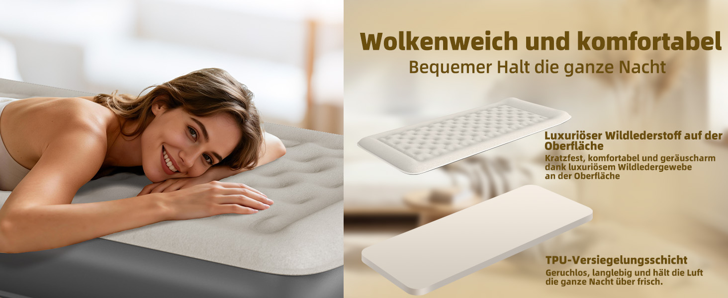 Надувний матрац KASIMO TPU самонадувний 1-місний з електричним насосом та подушкою, 190x90x22 см для дому та кемпінгу