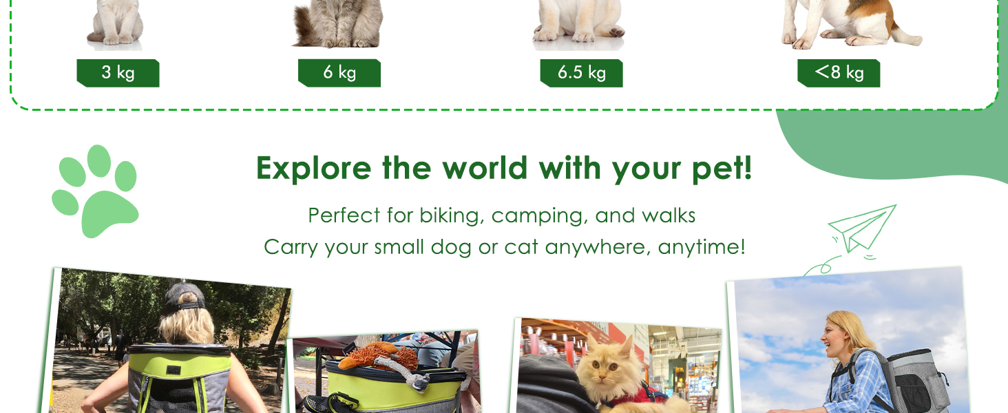 Рюкзак для тварин Kritter Planet з сітчастими вікнами, дихаючий та складаний, для собак та котів, знімний килимок, для походів, велосипеда, активного відпочинку, 7 кг, світло-сірий