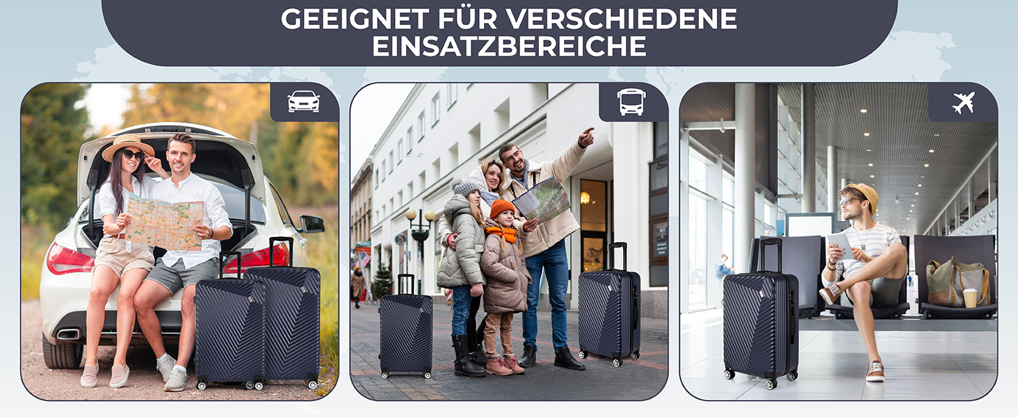 Набір валіз xRace 3-частинний ABS, 20/24/28 дюймів, ручна поклажа, TSA замок, 360° колеса, стійкий до ударів, з преміум підкладкою (Морська блакить)