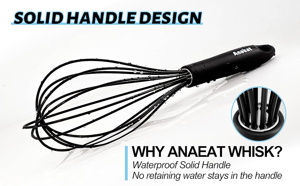 Набір силіконових вінчиків Aneaat (3 шт.) з нержавіючою сталлю – для антипригарного посуду, збивання, змішування. Розміри: 21 см, 26 см, 30 см