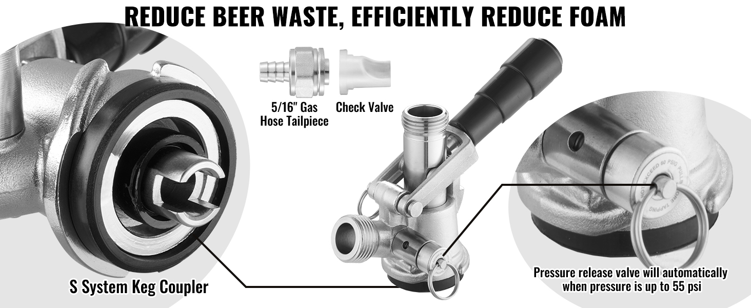 Набір для розливу пива VEVOR з двома кранами, з нержавіючої сталі, кегераторний бак для барів, пабів, ресторанів та свят