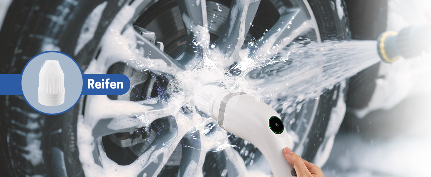 Електрична щітка для прибирання ванної кімнати, 7 в 1, з набором насадок, LED-дисплей, регульована ручка, IPX7, білий